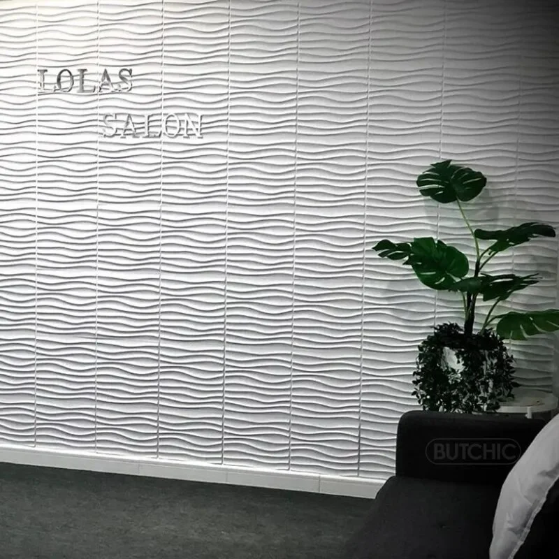 Panneau Mural 3D Blanc à Motif de Vagues Lot de 12pcs 30 x 30 cm