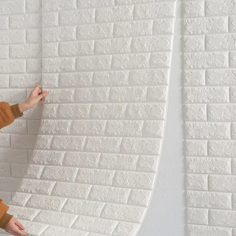 Panneau Mural 3D Blanc et Etanche en Vinyle 200 x 70 cm