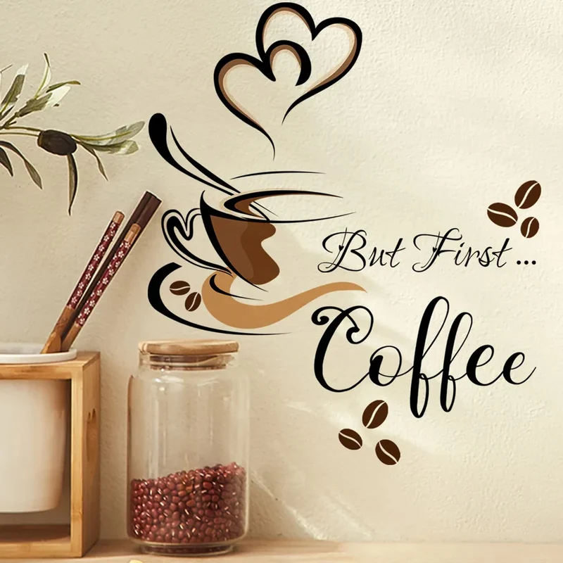 Adhésif Mural Créatif avec Motif de Tasse à Café