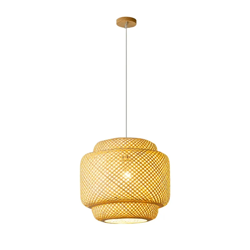 Lustre Bambou LED de Style Chinois en Bois