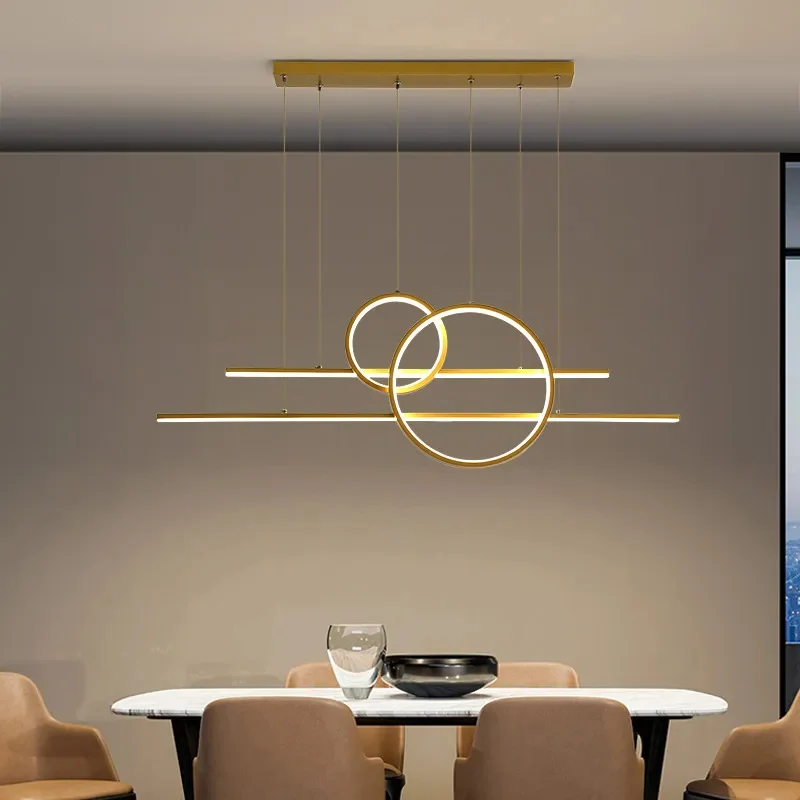 Lampe Suspendue Dorée de Style Moderne à Intensité Variable