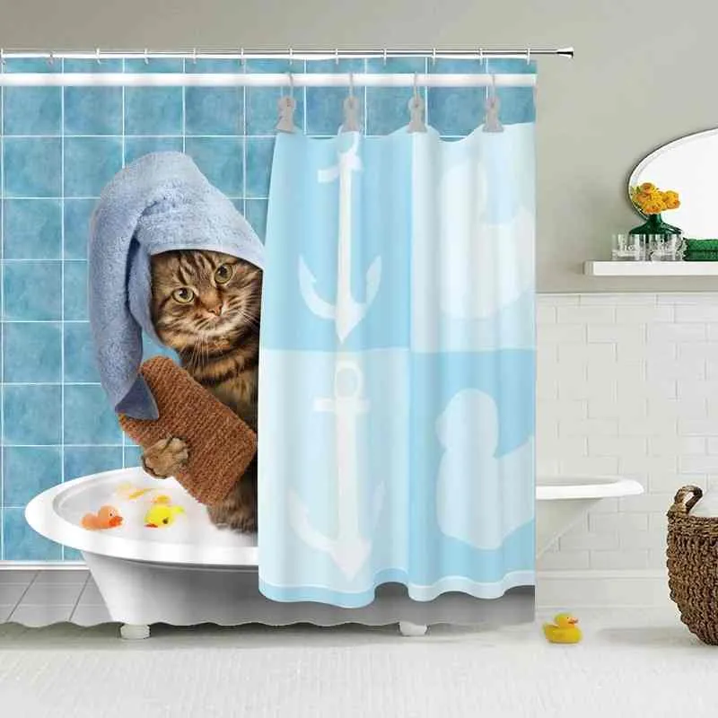 Rideau de douche chat