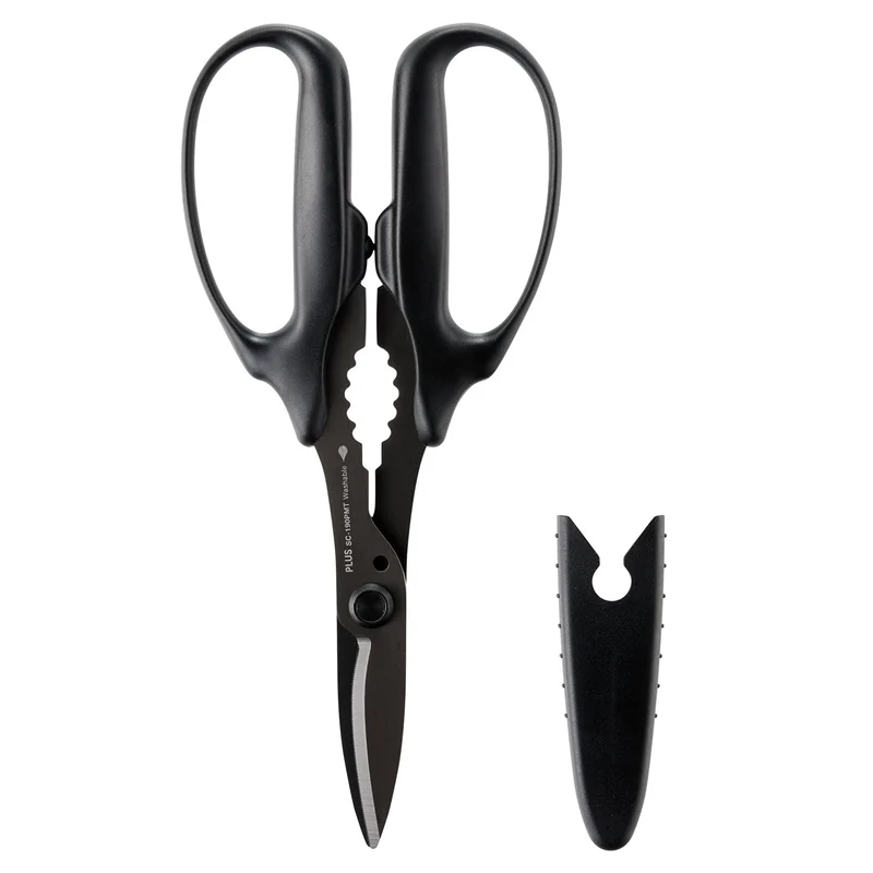 PLUS Fitcut Curve Washable Titanium Scissors Black SC-190PMT 34-221
