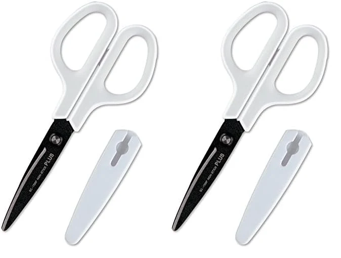 PLUS Fitcut Curve Non-Stick Scissors White/Gray SC-175SF 2-Pack