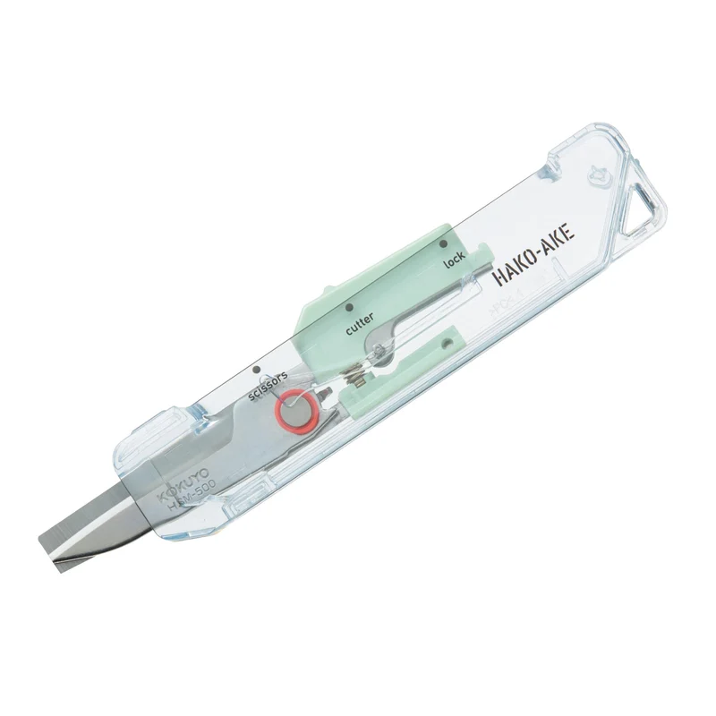 Kokuyo HAKOAKE Transparent Portable Scissors Green HSM-500TM-G