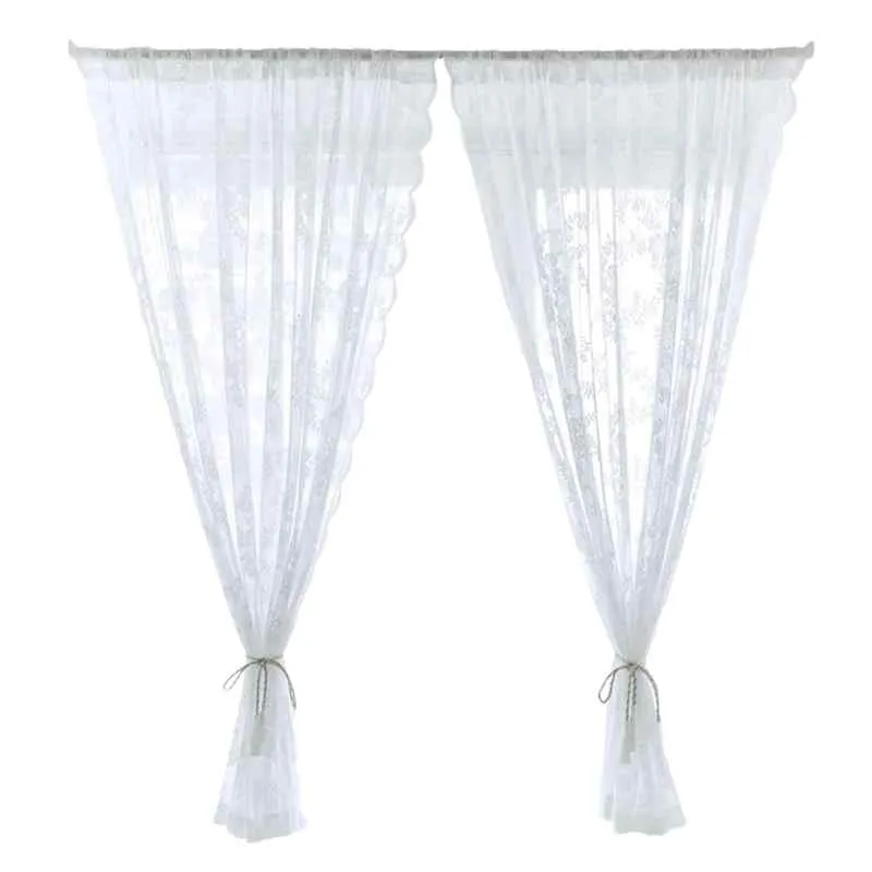 Rideau blanc dentelle