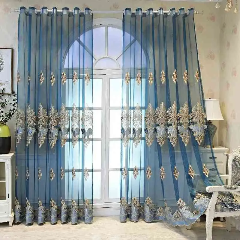Voilage bleu petrole