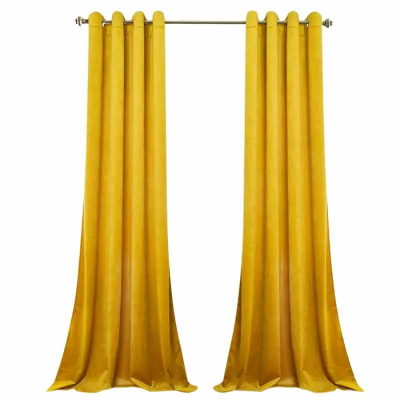 Rideau velours moutarde