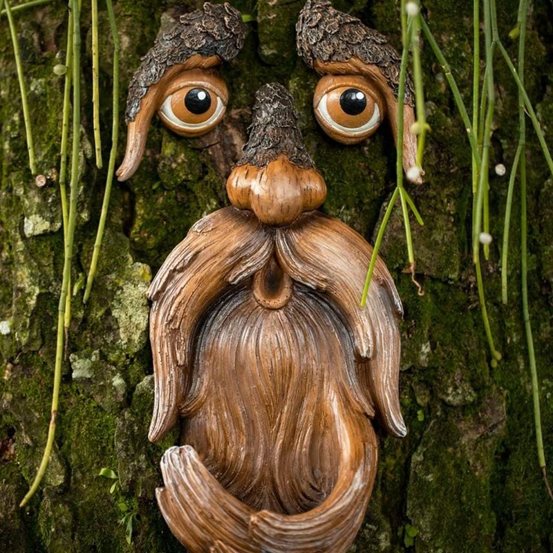 Visage-mangeoire en résine en forme d'arbre