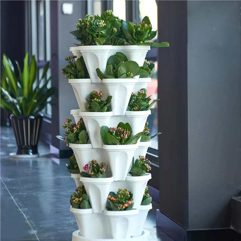 Pot en tour de fleur empilable (lot de 2 +1 Offert)