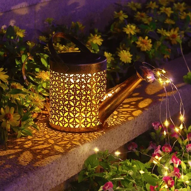 Lampe de Jardin Solaire Arrosoir Lumineux Amélioré