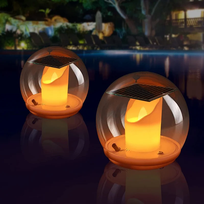 Lampe Solaire Flottante pour Piscine Originale "Bougie" (Lot de 2)
