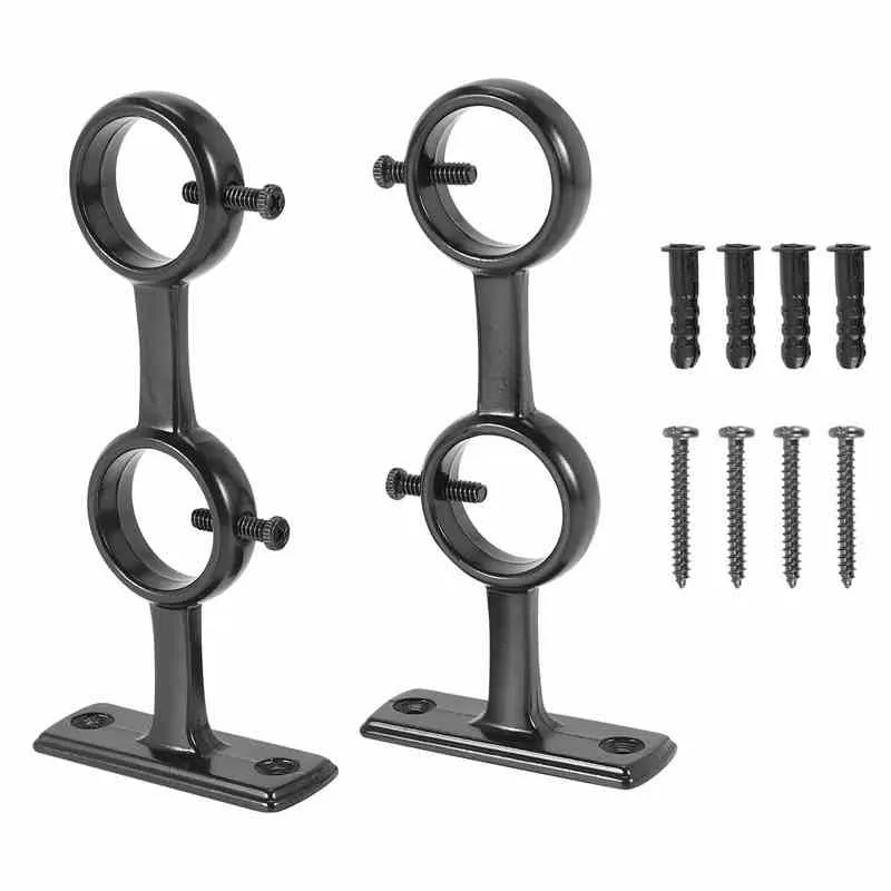 Support double pour tringle à rideaux
