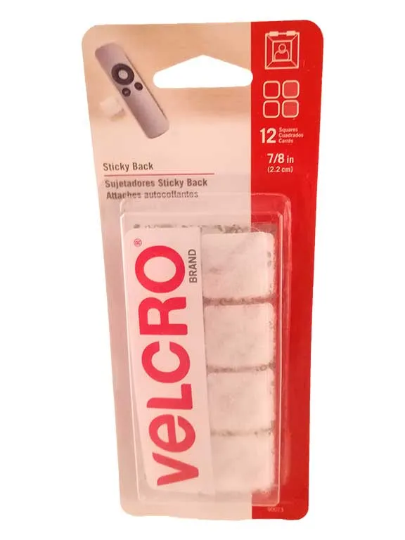 Attaches velcro auto-collantes blanches, carrés, 7/8 po.
