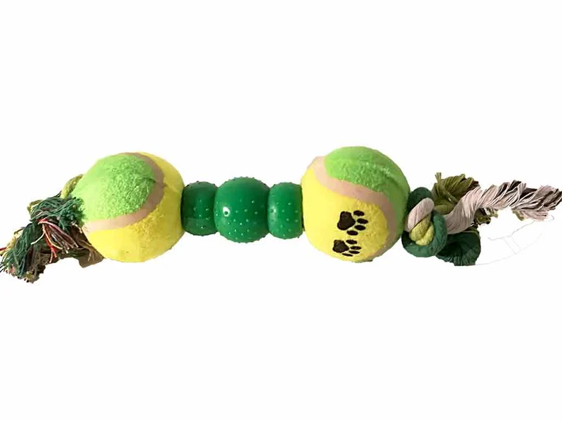 Jouet pour chien balles et corde en forme d'os