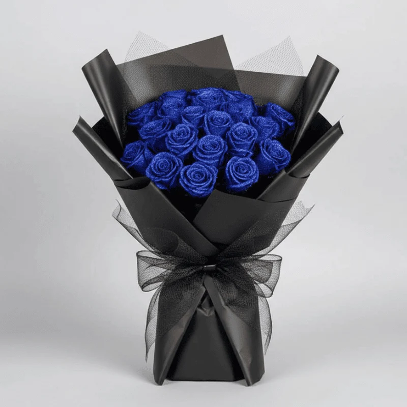 Geconserveerde Roos in Acryl Stolp 25cm Eeuwige Bloem Romantische Woondecoratie Cadeau Rood Blauw Design | Sansoti