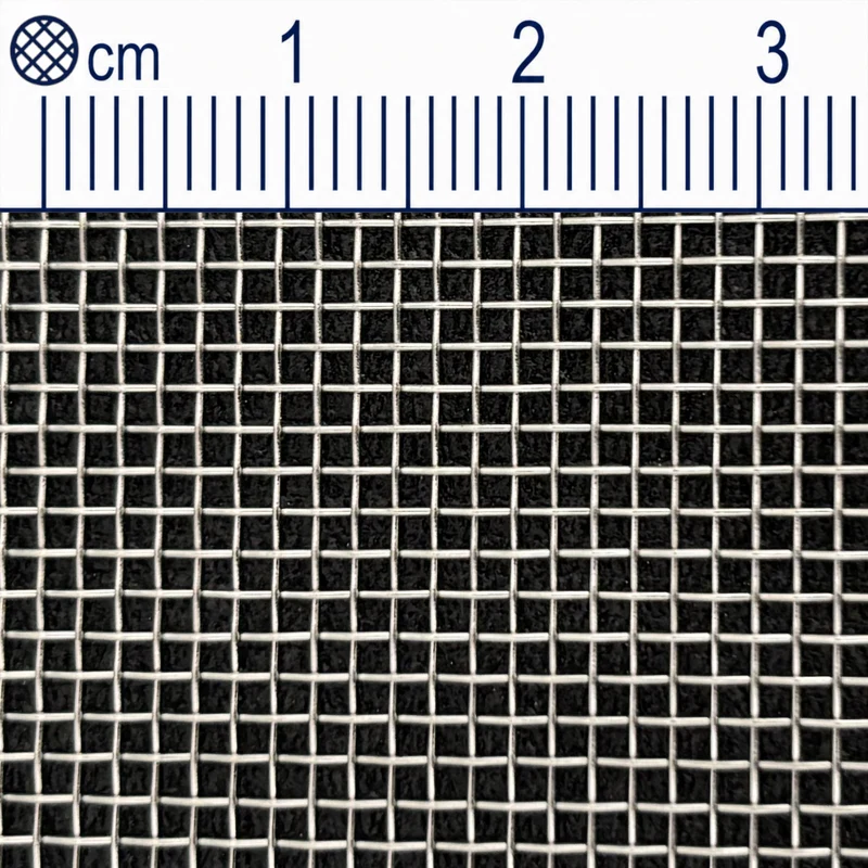 Tissu métallique en acier inoxydable, maille 1,25 mm (mesh 16), diamètre de fil : 0,4 mm, V4A 1.4401, sur mesure