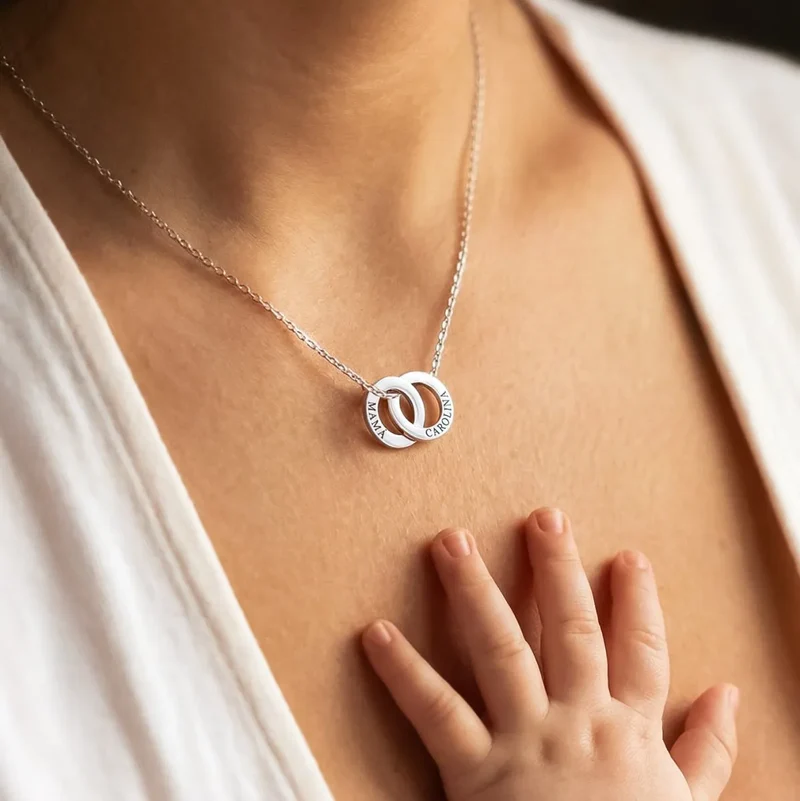 Collier Femme Personnalisé Entrelacés | Collier femme à prénoms gravés en acier inoxydable