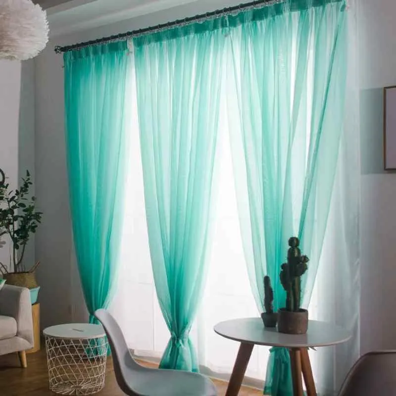 Voilage bleu turquoise