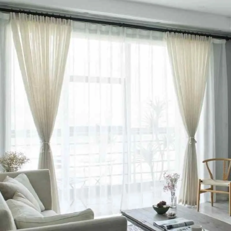 Rideau effet lin beige