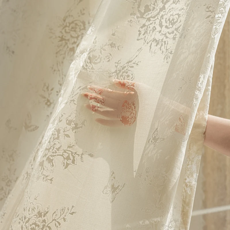 Voilage Motifs Fleuri Rose Salon
