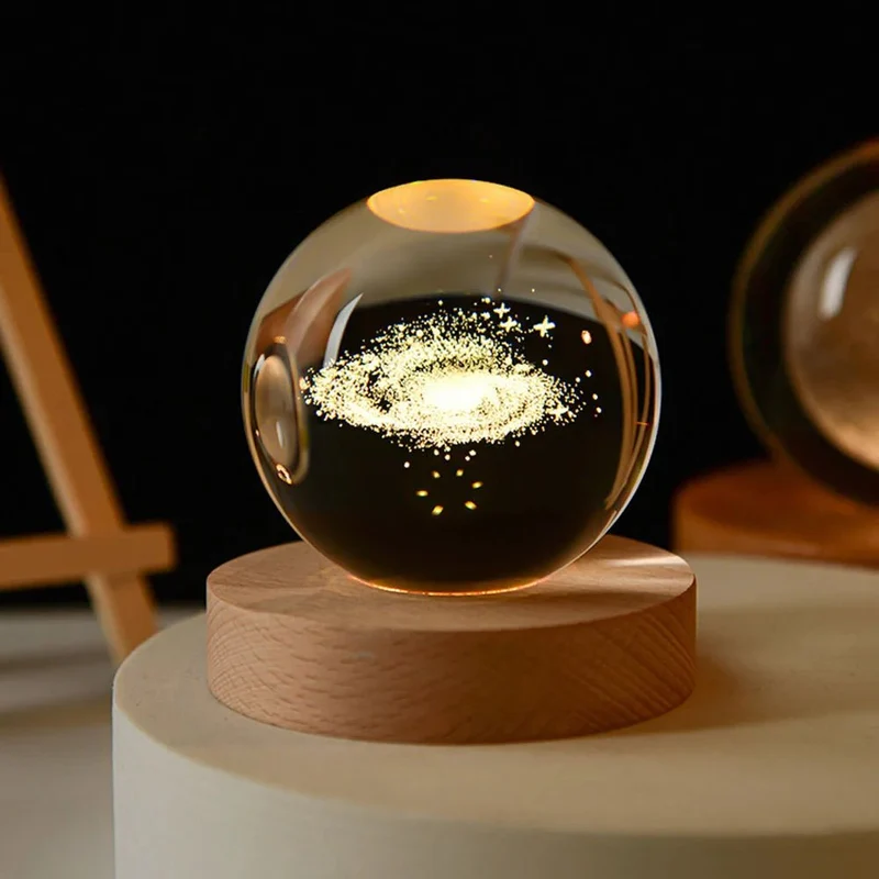 Kristallen Bol Zonnestelsel 8cm Decoratief Bureau Ornament Ruimte Planeten Display Glazen Interieur Accessoire | Sansoti