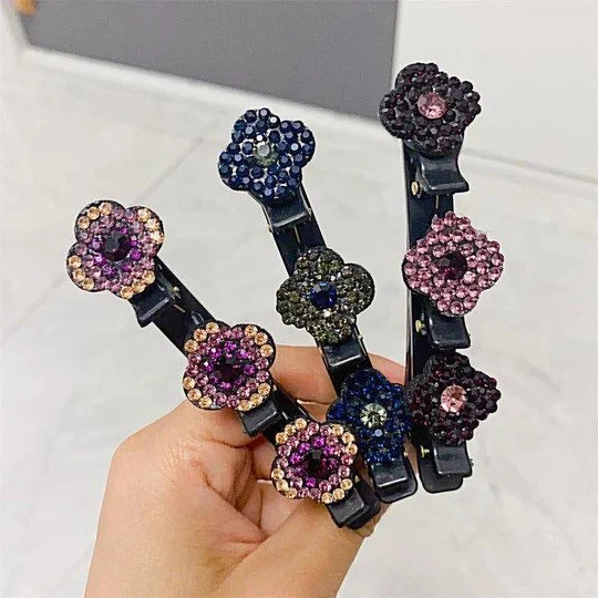 Geflochtene Haarspange mit Strass-Steinen | eleganter Haarclip mit starkem Halt | für Alltag & besondere Anlässe