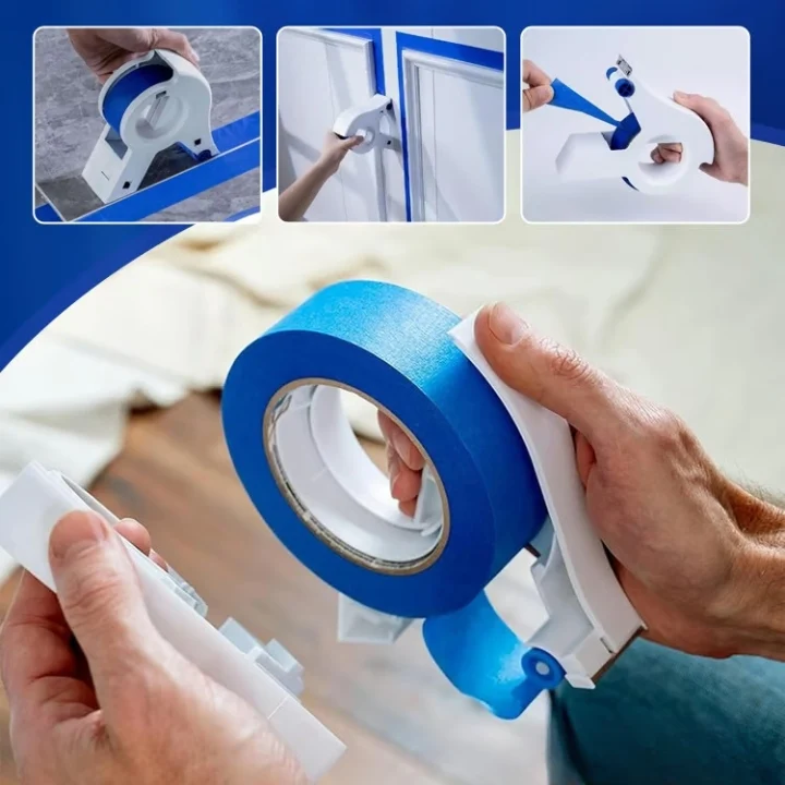 Malerkrepp-Applikator mit Cutter | saubere, gerade Farbkanten in einem Zug | inkl. 2 Rollen Tape | für Wände, Decken & Möbel