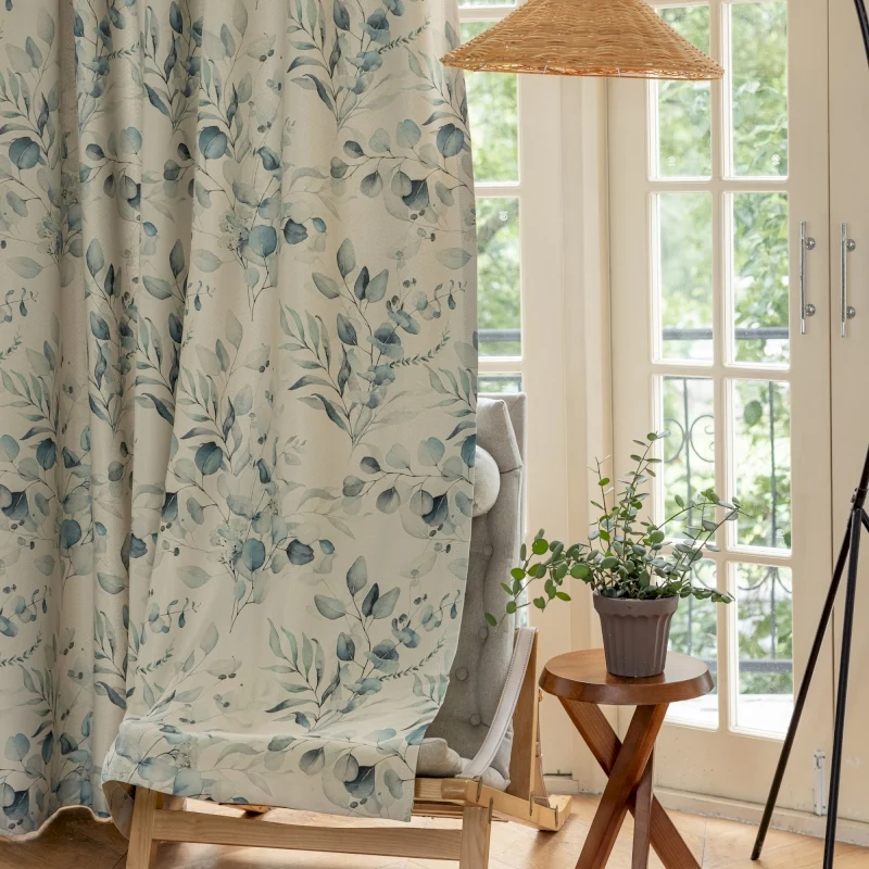 Rideau isolant imprimé eucalyptus sur mesure