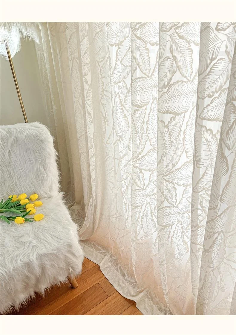 Voilage Luxueux Broderie Motif Plumes