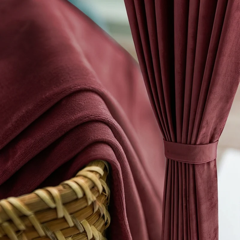 Rideau Occultant Velours Bordeaux Salon Chic