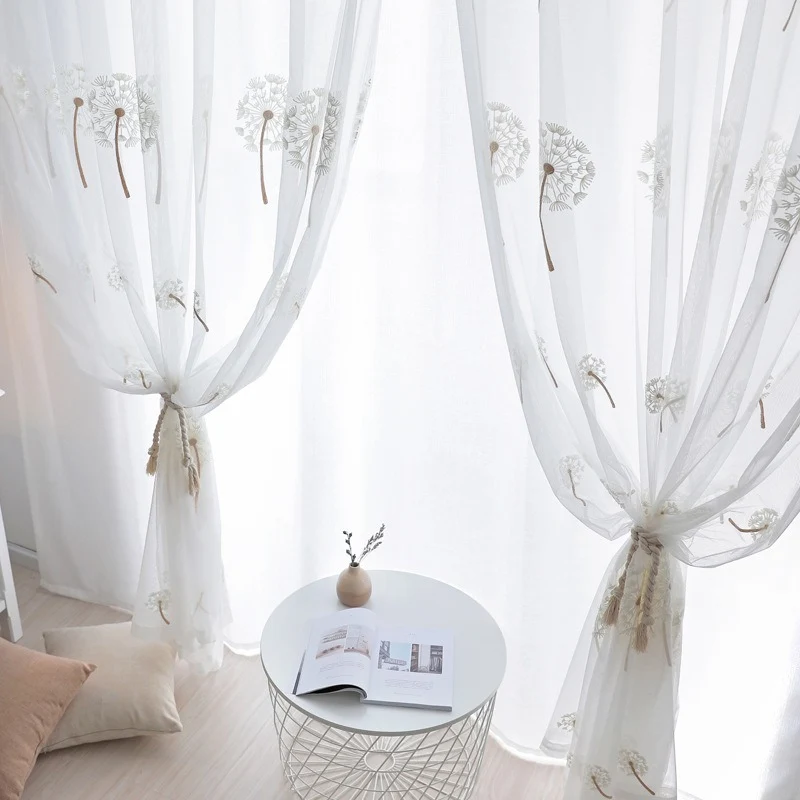 Voilage Blanc Motifs Pissenlit