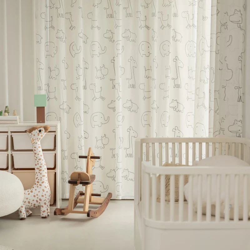 Rideau chambre bébé motif animaux safari