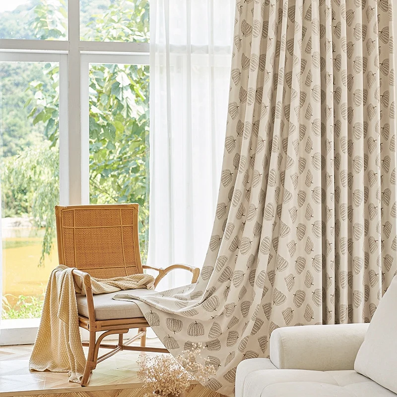 Rideau motif feuilles style nature zen