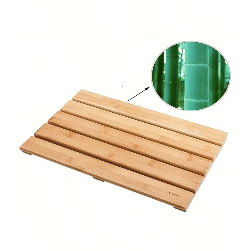 Tapis de Douche en Bambou – Tapis de Bain Antidérapant Imperméable
