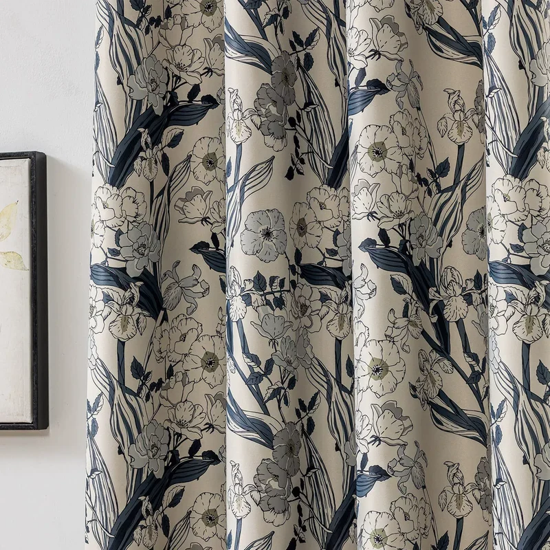 Rideau floral vintage avec volants en coton mélangé
