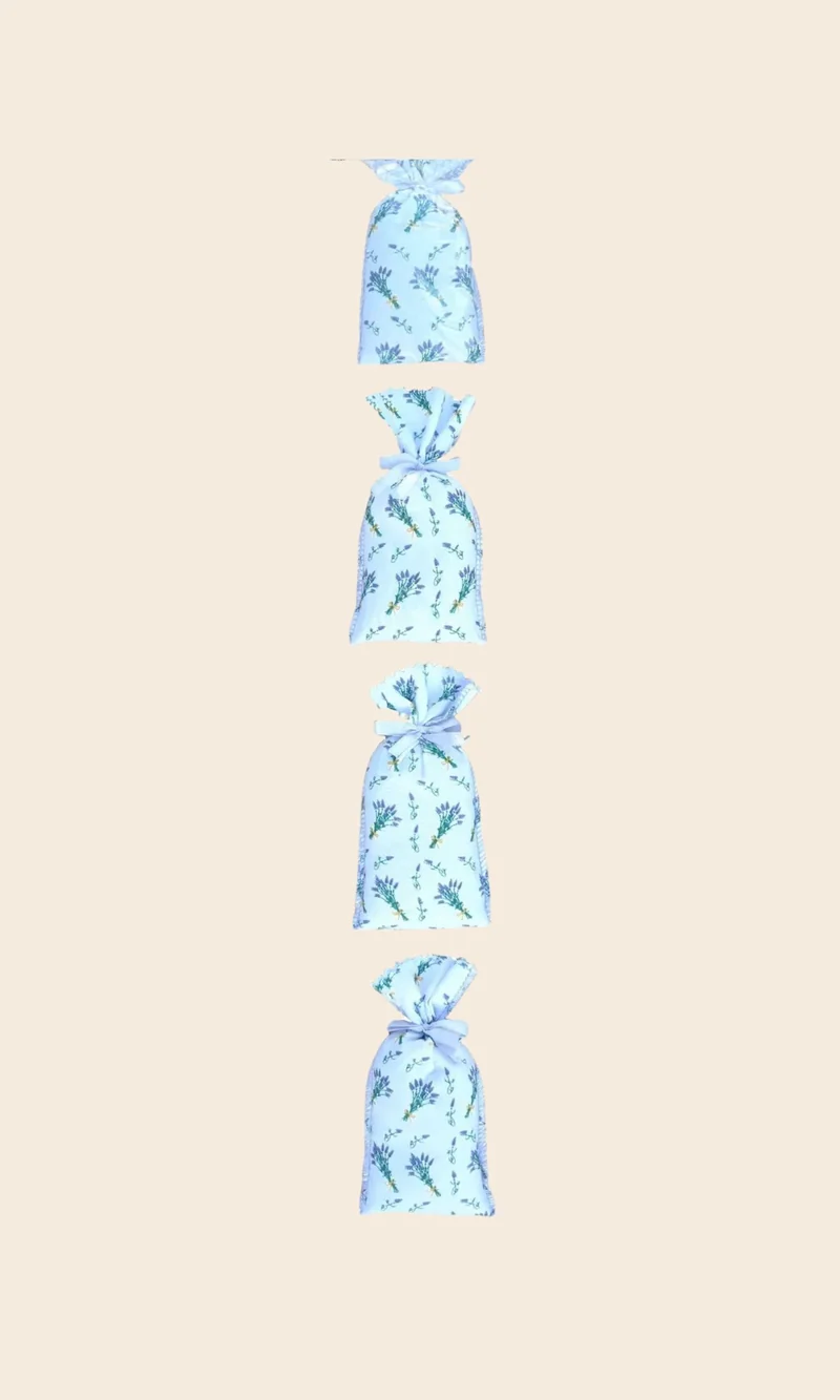 Chapelet 4 Sachets Motif Lavande Avec Nœud En Satin - Céven’Arômes