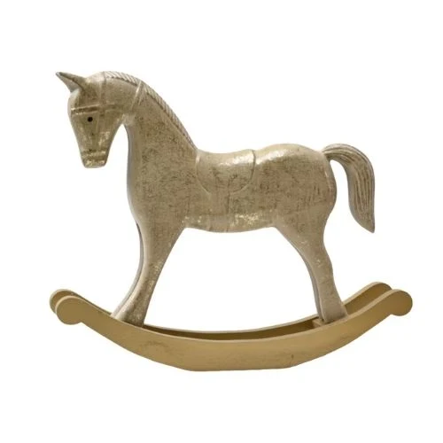Cheval à bascule décoratif en bois brun clair