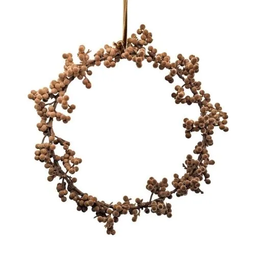Couronne décorative de baies marron caramel
