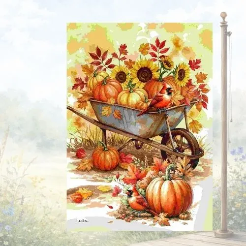Drapeau décoratif "Brouette d'automne"
