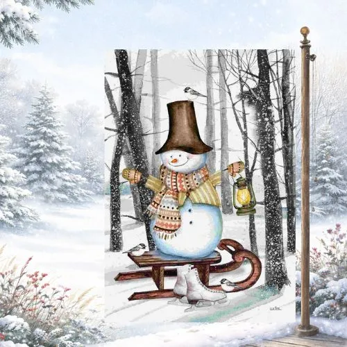 Drapeau décoratif "Bonhomme sur la luge"