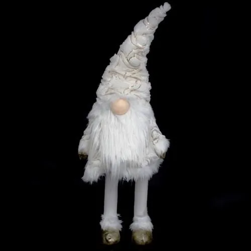 Gnome décoratif debout blanc et or