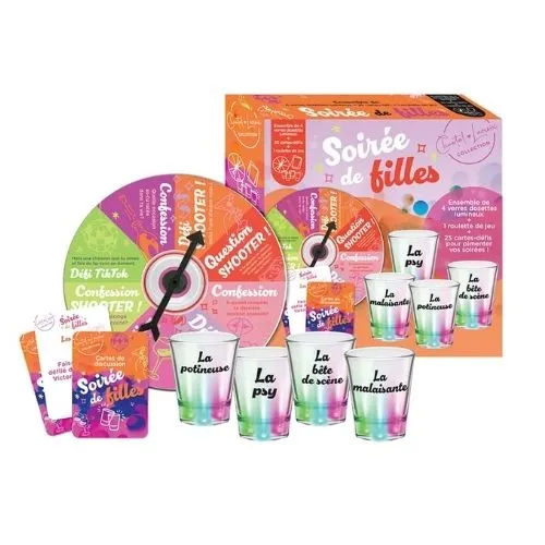 Jeu de cartes et verres à shooter "Soirée de filles"