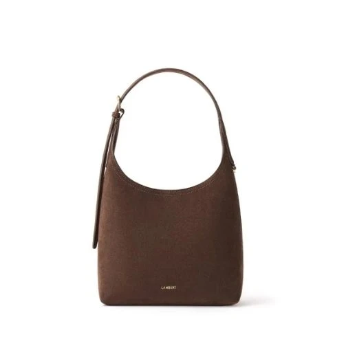 Sac à épaule Elena en suède vegan chocolat – Lambert