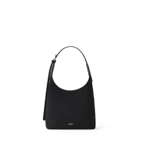 Sac à épaule Elena en suède vegan noir – Lambert