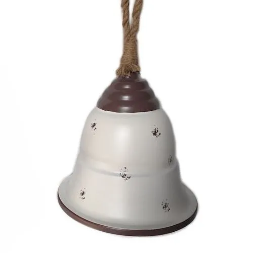 Grande cloche décorative en métal blanc
