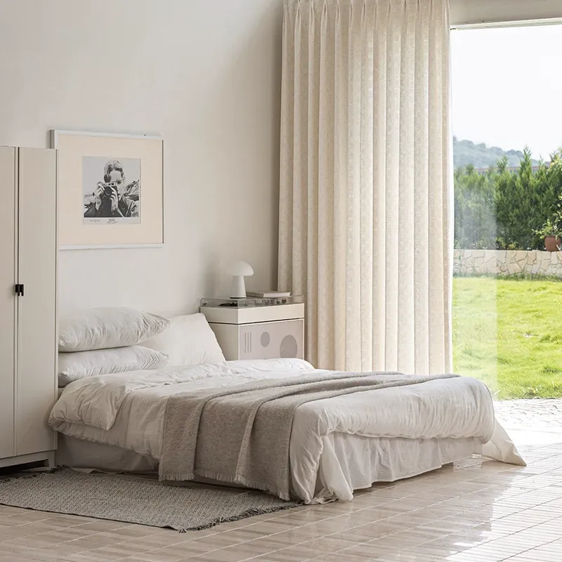 Rideau jacquard chenille beige isolant