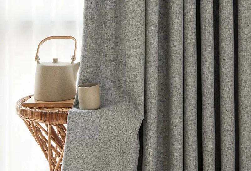 Rideau occultant gris foncé jacquard