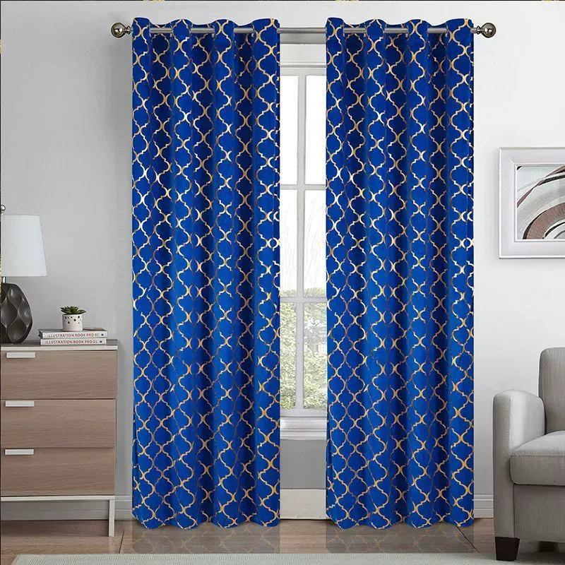 Rideau Bleu Motifs Moderne