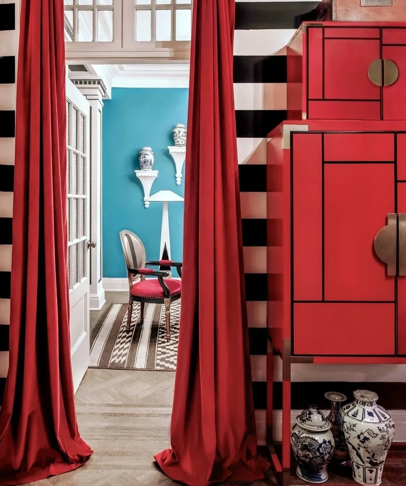 Rideau Rouge Elegant Deco